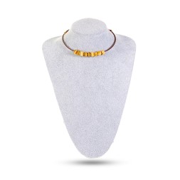 Колье на струне &quot;Таблетка&quot; из Янтаря с гематитом