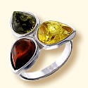 Кольцо Посеребрение, янтарь купить