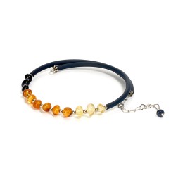 Браслет &quot;Мятый шар&quot; из Янтаря на струне