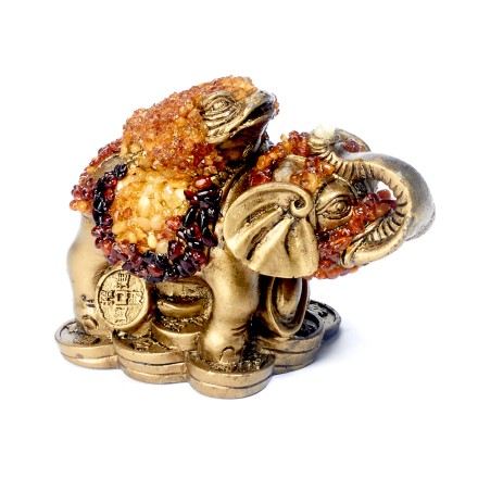 Жаба на слоне большая Янтарь/Полистоун купить