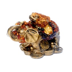 Жаба на слоне большая Янтарь/Полистоун