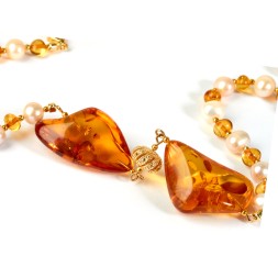 Колье &quot;Византия&quot; из Янтаря и жемчуга