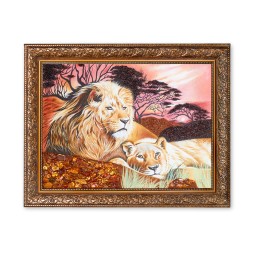 Картина &quot;Львы&quot; из Янтаря