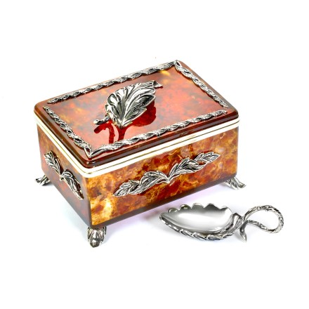 Набор (коробочка с ложечкой), Янтарь/бронза купить