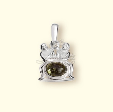 Подвеска &quot;Близнецы&quot; Посеребрение с Янтарем купить