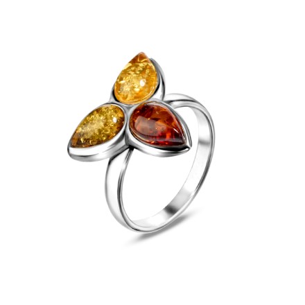 Кольцо &quot;Трикветр&quot; Посеребрение с Янтарем купить