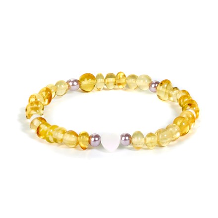Браслет детский &quot;Сердечко&quot; из Янтаря с перламутром купить