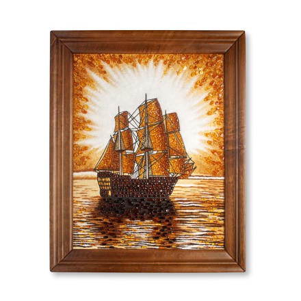 Картина &quot;Парусник на закате&quot;  из Янтаря купить