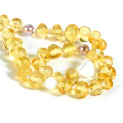 Бусы детские &quot;Мятый шар&quot; из Янтаря с перламутром