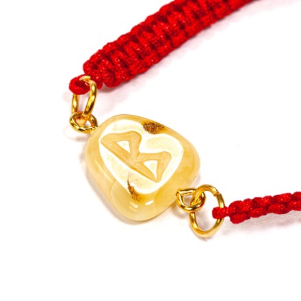 Браслет-оберег &quot;Руна-Беркана&quot; из Янтаря на шнурке купить