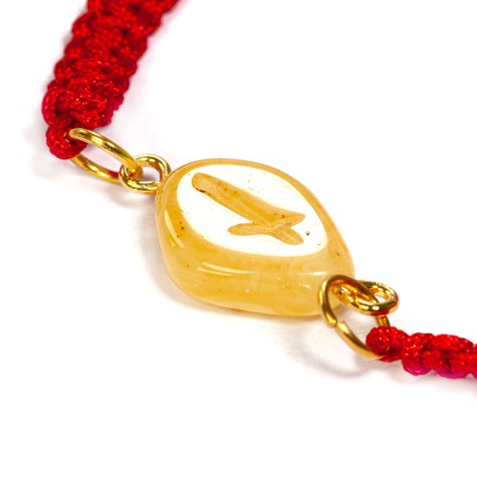 Браслет-оберег &quot;Руна-Наутиз&quot; из Янтаря на шнурке купить