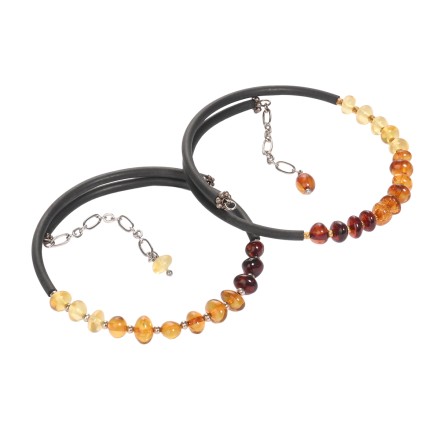 Комплект: браслеты м+ж на струне с янтарем купить