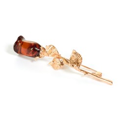 Брошь &quot;Роза&quot; Посеребрение с Янтарем