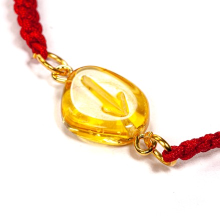 Браслет-оберег &quot;Руна-Тейваз&quot; из Янтаря на шнурке купить