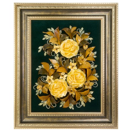 Панно &quot;Бархат22&quot; из Янтаря и зеленого бархата купить