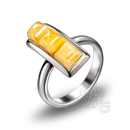 Кольцо &quot;Трио&quot; Посеребрение c Янтарем купить