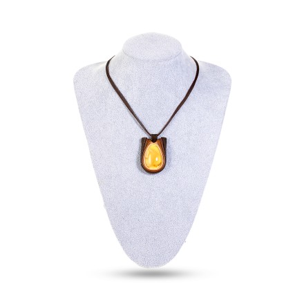 Колье &quot;Дуэт&quot; из Янтаря и нат кожи купить